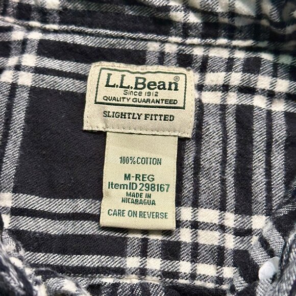 L.L. Bean Men's Scotch Plaid Flannel Shirt - Black/White - Picture 3 of 5
